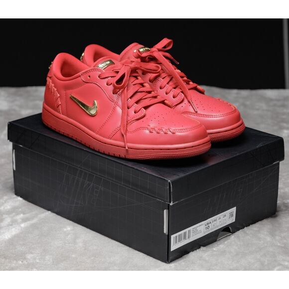 Nike Air Jordan 1 Low Gym Red Gold Method of Make Sneakers Womens 10 FN5032-607 - Picture 1 of 16
